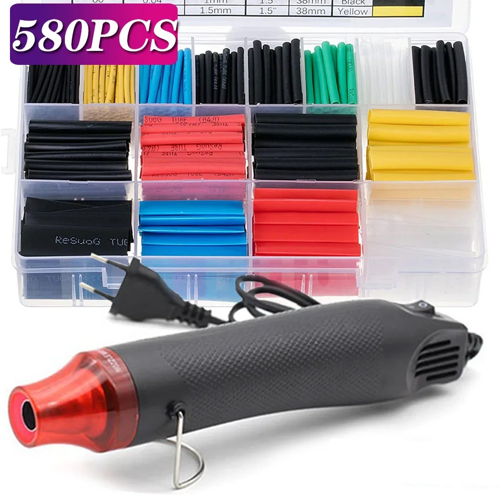 Heat Gun Embossing - 580/530/127PCS Krimpkousset 2:1 Krimpbare Draad Krimpkous