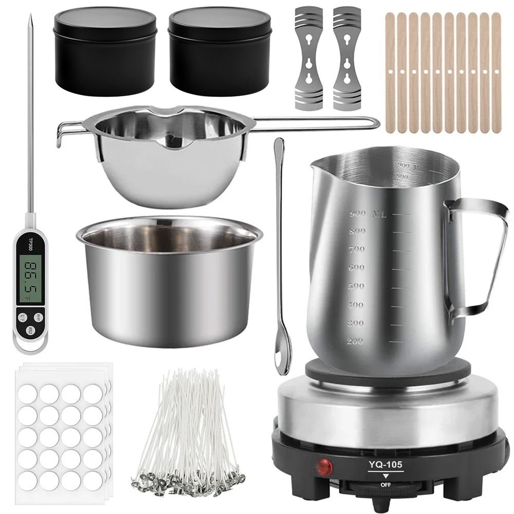Candle Making Kit - Glintmos DIY kaarsenmaakset met kookplaat, kaarsenmaakbenodigdheden