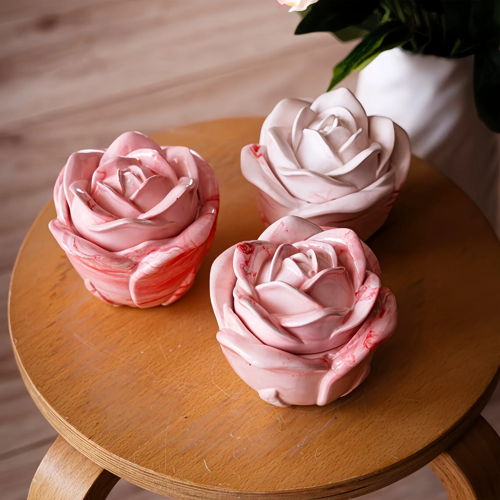 Candle Mold Silicone - 2-delige set roosvormige siliconen mallen met