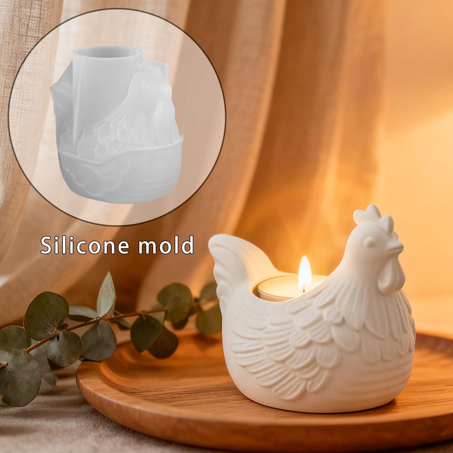 Candle Mold Silicone - DIY 3D kleine kip kaarshouder epoxyhars
