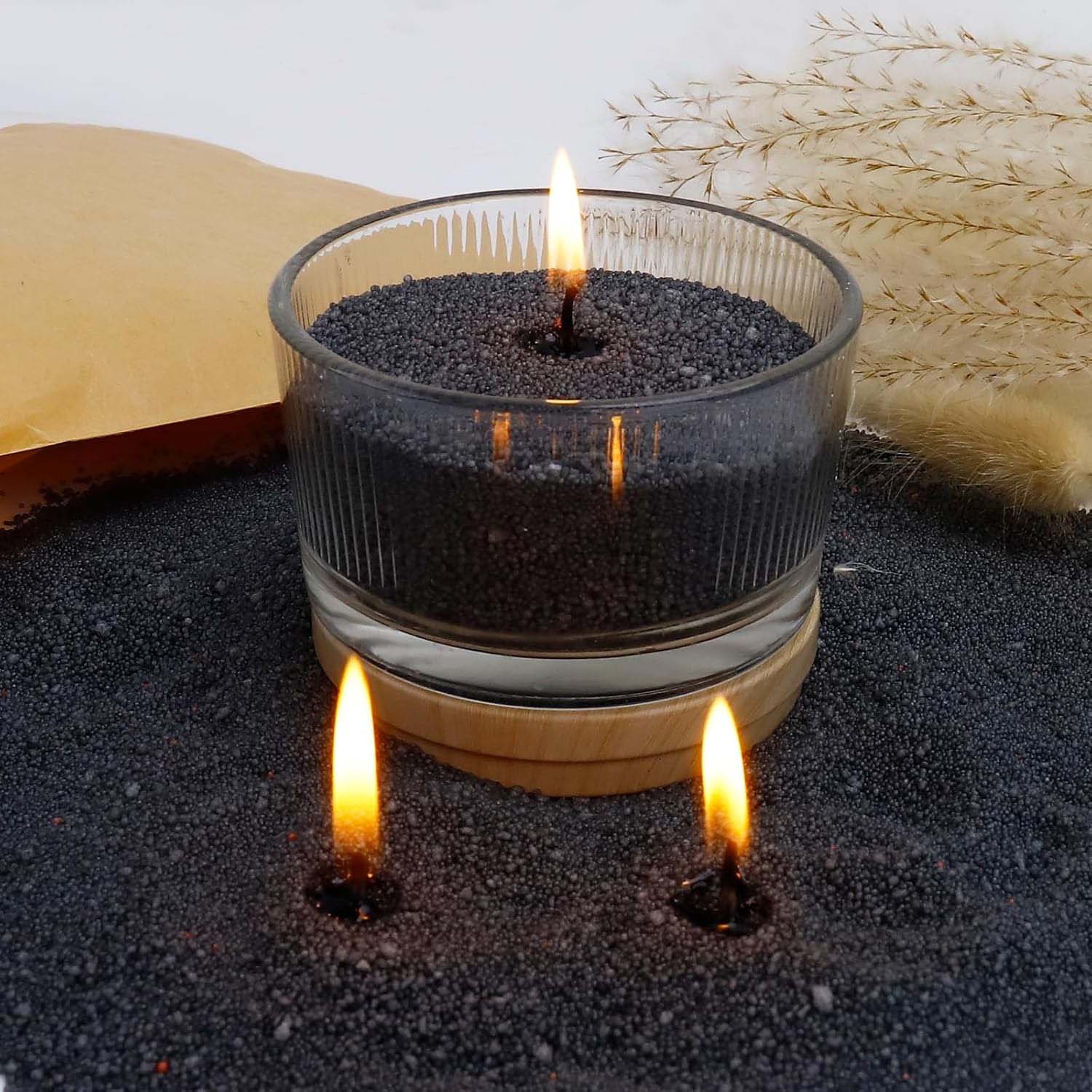 Candle Making Material - Zwarte kaarszand met lont, 200g met