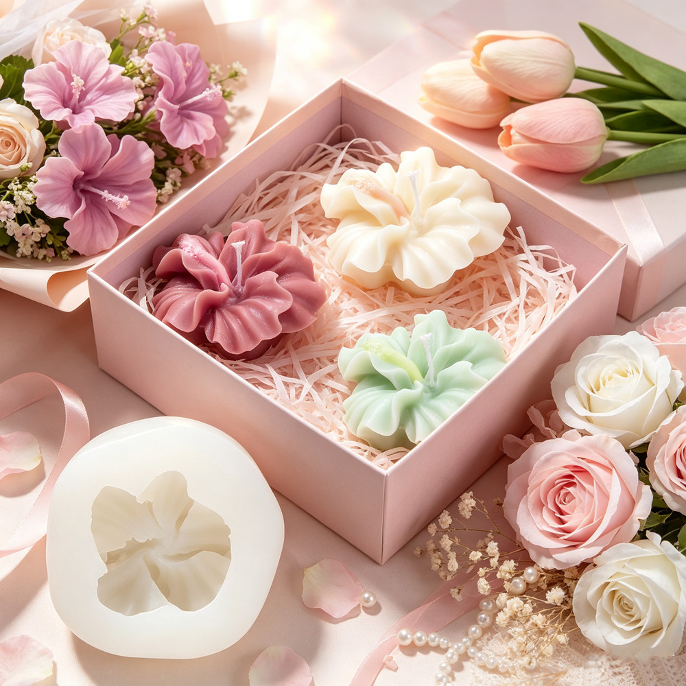 Candle Making Kit - 2 stuks Hibiscus Bloem Kaarsvorm, Bloem